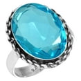 thumbnail image 1 of 925 Silver Ring For Women - Men Blue Quartz Stone Silver Ring Size 5 December Birthstone Costume Silver Ring Size 5 Gift For Ladies On Friendship Day 925 Silver Jewelry With Gemstone, 1 of 5