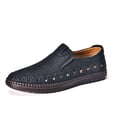 thumbnail image 3 of Beige Perforated Slip-On Hand-Stitched Breathable Casual Leather Shoes for Men, 3 of 8