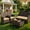 Brown/Khaki, variant on Gasee 4-Piece Patio Furniture Set Outdoor Conversation Rattan Chairs with Cushion and Loveseat Glass Table for Garden Backyard Porch, Brown/Navy