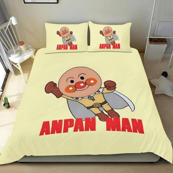 Anpanman Themed Bed Sheet Set Three Piece Set 53x79 Inches Comfortable And Skin Friendly Unique Design Creating A Star Studded Night