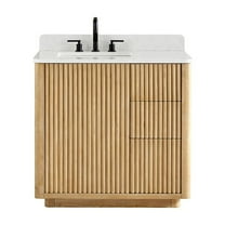 Altair-14 36" Single Bathroom Vanity in Washed Light Brown with Grain White