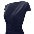 thumbnail image 7 of Black & Friday Deals Usmixi Dresses for Women 2023 Evening Party Casual Empire Waist High Slit Pleated Hem Long Dresses Solid Short Sleeve V-Neck Maxi Formal Dresses for Women Dark Blue XL, 7 of 7