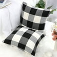 PiccoCasa 2Pcs Buffalo Check Plaid Throw Pillowcases Cotton Linen