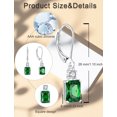 thumbnail image 5 of PYNZY Sterling Silver Leverback Earrings|8x6mm Dangle Earrings for Women Created Emerald Birthstone Jewelry|Wedding Earrings for Evening Wear, 5 of 6