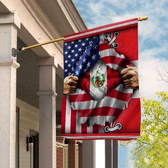 Proud Peru American Ripped Flag Heritage Peruvian House Flag, Double-Sided Outdoor Yard Decor 29.5 x 39.5 Inch