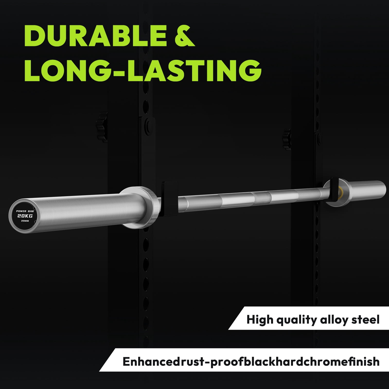 HANDBODE 7ft Olympic Barbell 45lb (20kg) - Silver, 1000lb High-Capacity Weight Bar for Bench Press and Lifting, Deadlift / Powerlifting / Squat bar for Home Gym Strength Training Workout