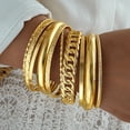 thumbnail image 2 of Set de brazaletes ìF ME chapados en oro de 14 quilates para mujer, 10 unidades, 2 of 9