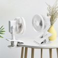 thumbnail image 3 of Ventilador de clip recargable por USB, ventilador portátil para cochecito, 3 velocidades, rotación ajustable de 360 grados, ventilador eléctrico de refrigeración para escritorio de casa, verde, 3 of 5