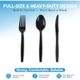 thumbnail image 2 of Individually Wrapped Plastic Cutlery Set with Napkin - 100 Pack Heavy Duty Disposable Forks, Spoons, Knives - Sanitary Wrapped Utensils Packets for Restaurants, Catering, Takeout, Parties (Black), 2 of 4