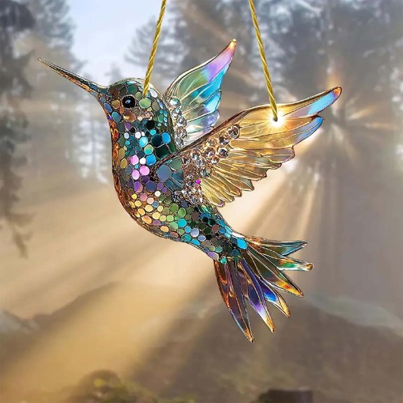 Sherem Spirit Birds, Suncatchers Indoor Window, Yifare Hummingbird Suncatchers for Windows Hanging, Bird Sun Catchers Indoor Decor, Acrylic Birds Christmas Decoration Gifts for Bird Lovers