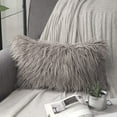 thumbnail image 2 of Phantoscope Merino Style Faux Fur Series Decorative Throw Pillow Bundle, 12" x 20"/18" x 18", Beige, 2 Pack, 2 of 5