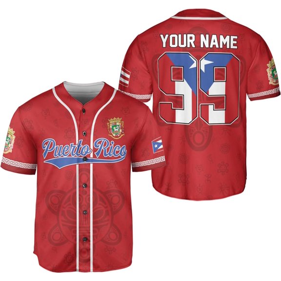 Personalized Puerto Rico Baseball Shirt,Customized Team Name Puerto Rican Baseball Jersey for Men,Women S-5XL (S)