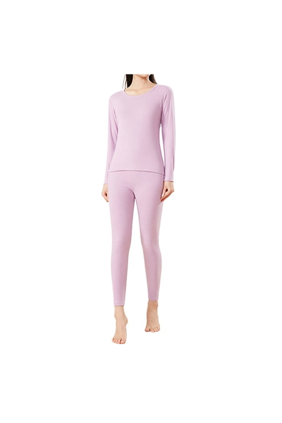 Thermal UnderwearSet Cashmere Silk BlendWomens Set Base Layer For Winter Warm Underwear Purple,L