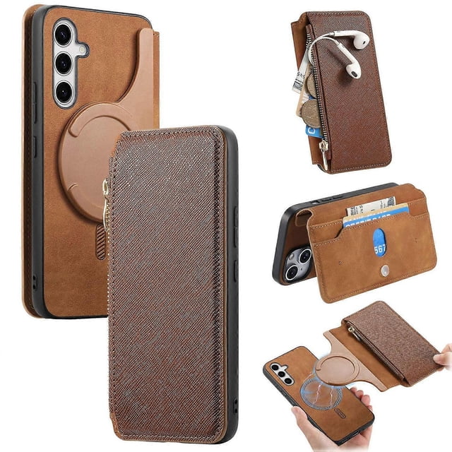 For Samsung Galaxy S25 Leather Case CASENEO Cross Texture Detachable Magnetic Phone Cover Wallet Sta