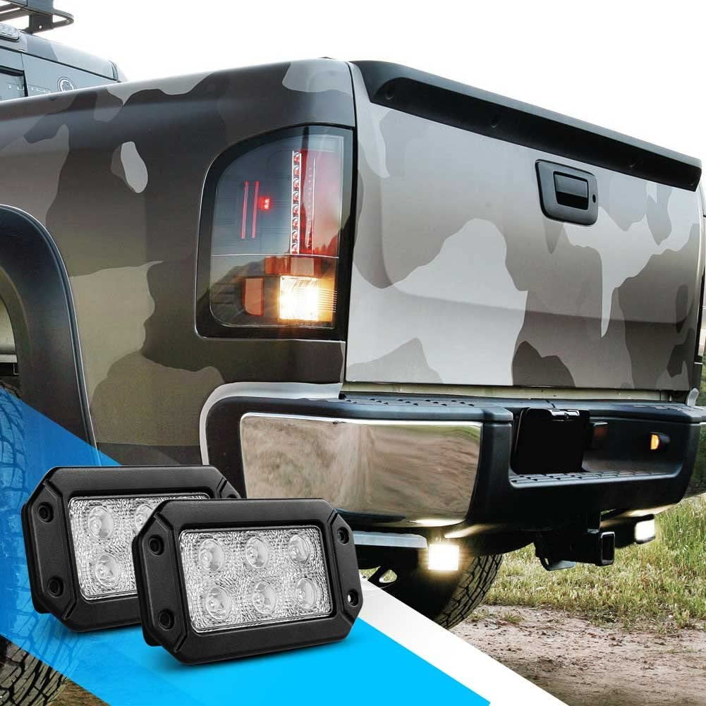 Nilight 2PCS 18w Flush Mount Lights Spot Work Driving Bar Off Road Led Jeep Truck Tacoma Bumper ATV UTV,2 Years Warranty