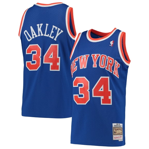 Men's Mitchell & Ness Charles Oakley Blue New York Knicks Hardwood Classics Swingman Jersey