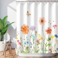 thumbnail image 2 of Floral Shower Curtain Flower Shower Curtain Butterfly Shower Curtain for Bathroom Colorful Shower Curtain with 12 Hooks Decorative Watercolor Flowered Pretty Plant Shower Curtain, 72"Wx84"H, 2 of 6