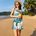 thumbnail image 3 of Easygdp Watercolor Sea Turtle para Vestido Transpirable de Mujer, Vestido Suelto de Manga Corta con Pliegues y Bolsillos para el Verano, 3 of 7