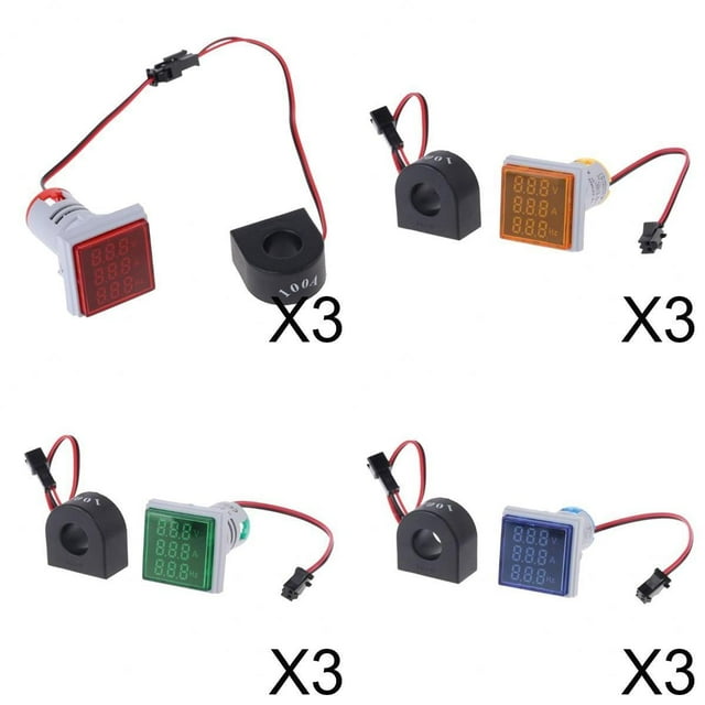 Voltímetro Digital LED Cuadrado de 12 Uds., Medidor de de Corriee de Voltaje Hertz