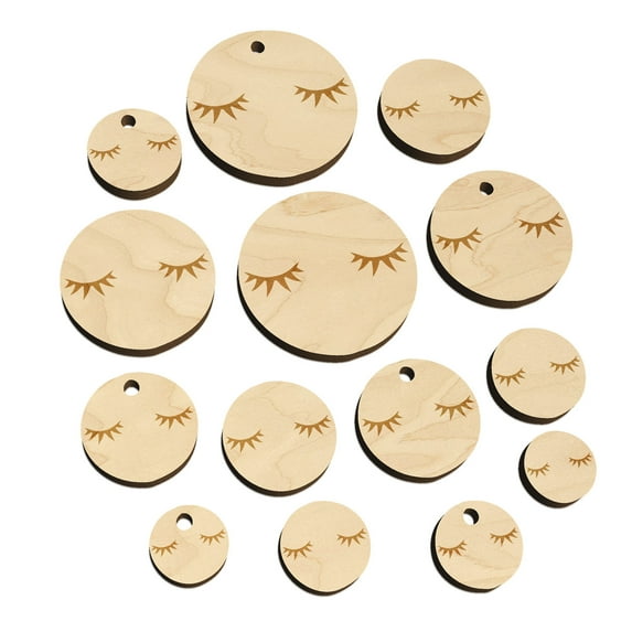 Sweet Eyelashes Pair Wood Mini Charms Shapes DIY Craft Jewelry - No Hole - 18mm (17pcs)
