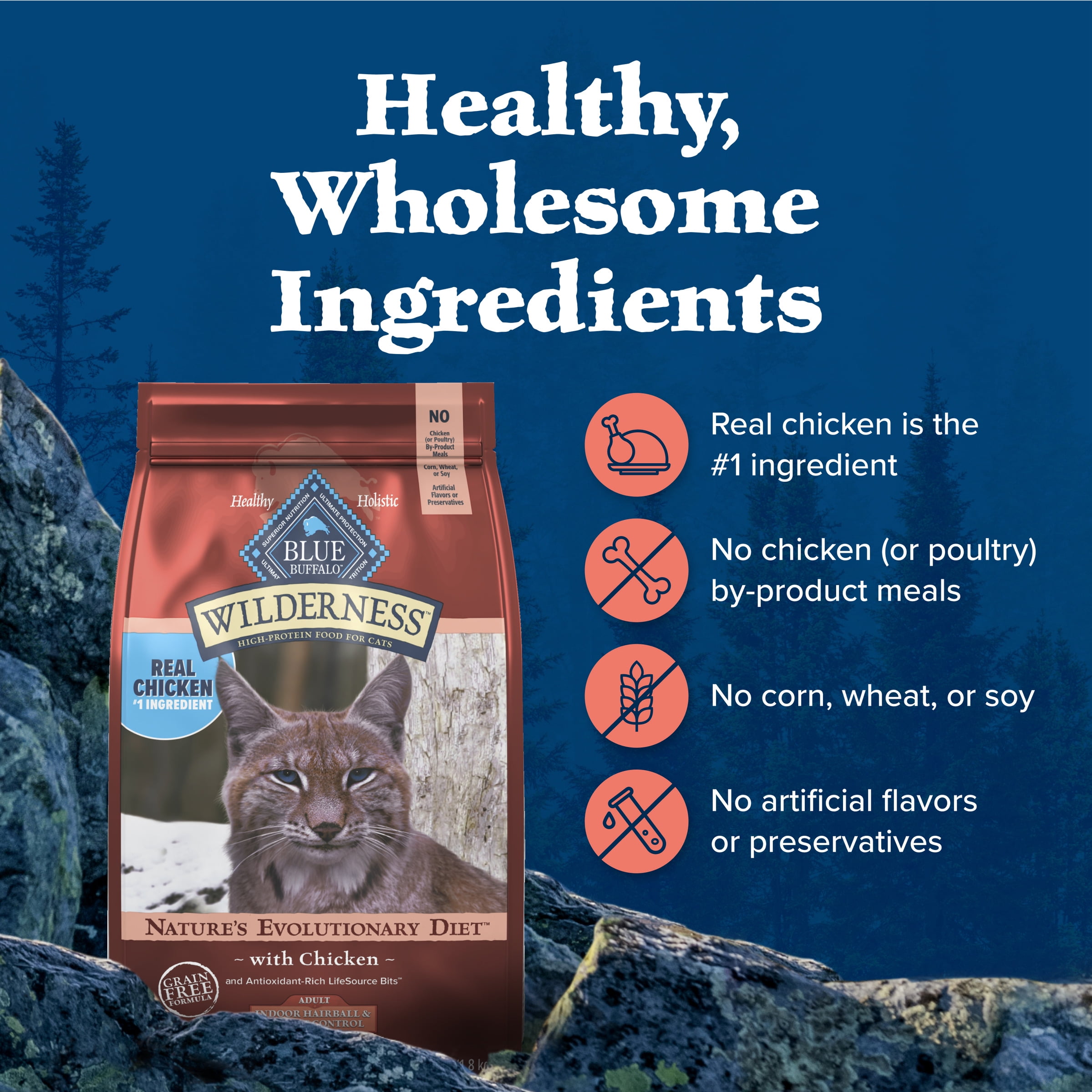 (2 pack) Blue Buffalo Wilderness Dry Cat Food, Weight and Hairball Control, Chicken, 9.5-lb. Bag