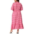 thumbnail image 4 of DARING DIVA Plus Size Bell Sleeve Ruffled Hem Boho A Line Long Dress 1X Hot Pink, 4 of 6