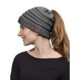 thumbnail image 3 of Gravity Threads Pony Tail Knit Beanie, Dark Melange Grey, 3 of 4