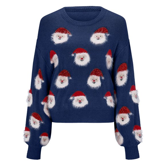 Zhanying Chandail de Noël Drôle et Laid pour Femmes Chandail Argenté Cadeau de Noël pour Elle Chandail pour Femmes