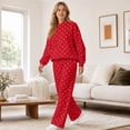 thumbnail image 5 of Polka Dot Set Women Oversized Hoodie and Wide Leg Sweatpants Comfy and Cozy Fleece Sweatsuits Large Kangaroo Pocket 2 Piece Sweat Set For Streetwear Airport Daily Home Wear, 5 of 7