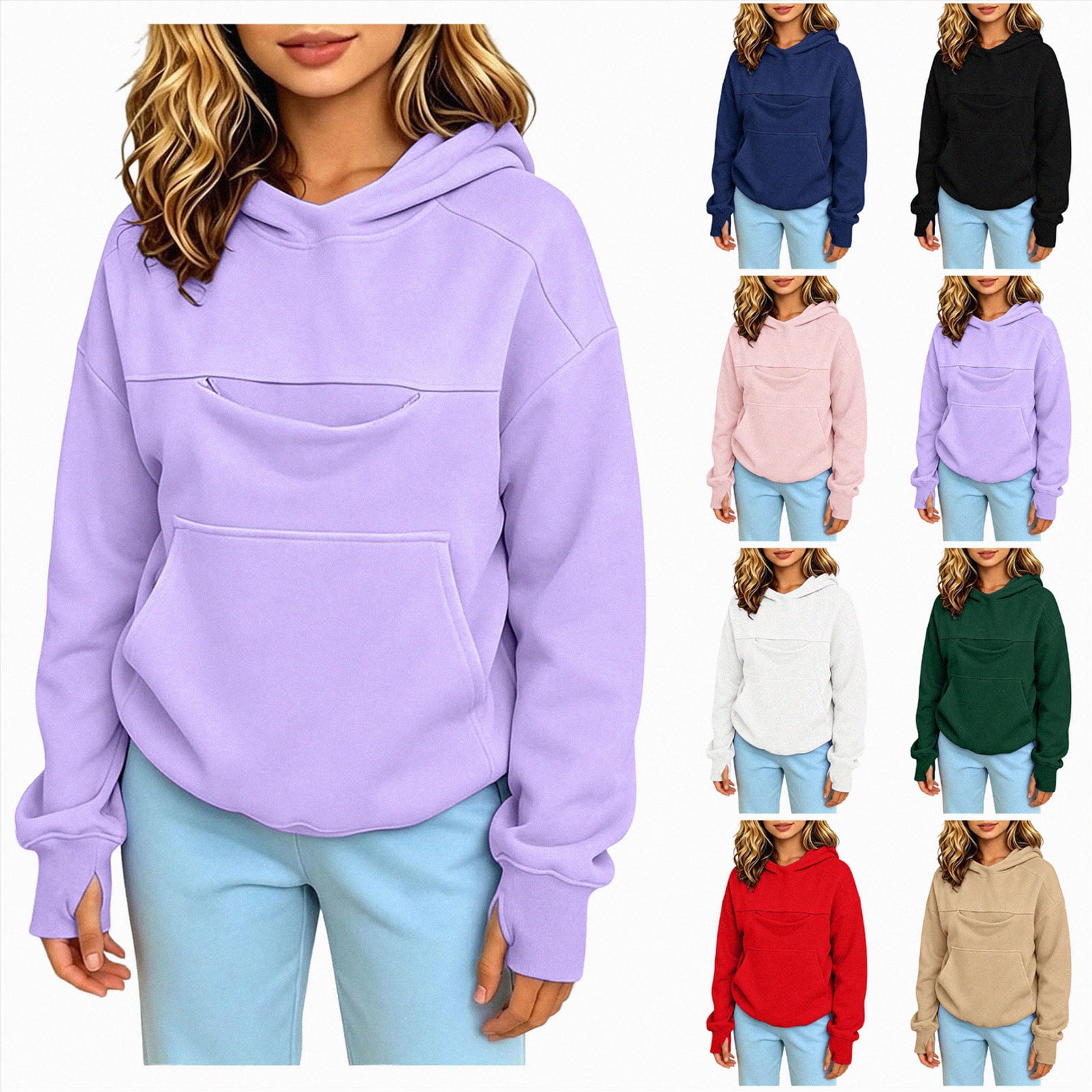 NOLDARES Girls Boys Pet Carrier Pouch Pullover Hoodie Kids Soft Fleece Dog Cat Holder Sweatshirt with Kangaroo Pocket Cozy Animal Lover Tops Pink 7-8 Years