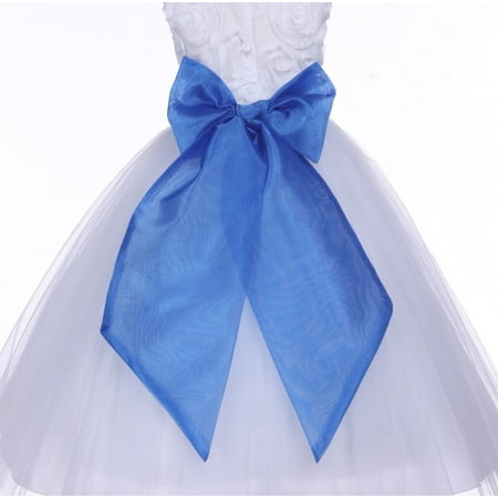Organza Wedding Sashes - Royal Blue Organza Sash Wide Sash for Wedding Special Occasion Accessories Decoration Supplies Bridal Shower M