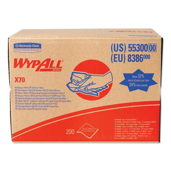 Wypall X70 Cloths, 16.8" x 12.5", 200/Carton