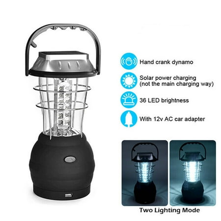 IMAGE 36 LED Solar Camping Light Lantern Outdoor Lamp Hand Crank Dynamo with 5 Charging Methods for Camping