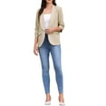 thumbnail image 2 of INSPIRE CHIC Work Office Blazer for Women's Shawl Collar Ruched 3/4 Sleeves Dressy Suit Blazer XL Khaki, 2 of 6