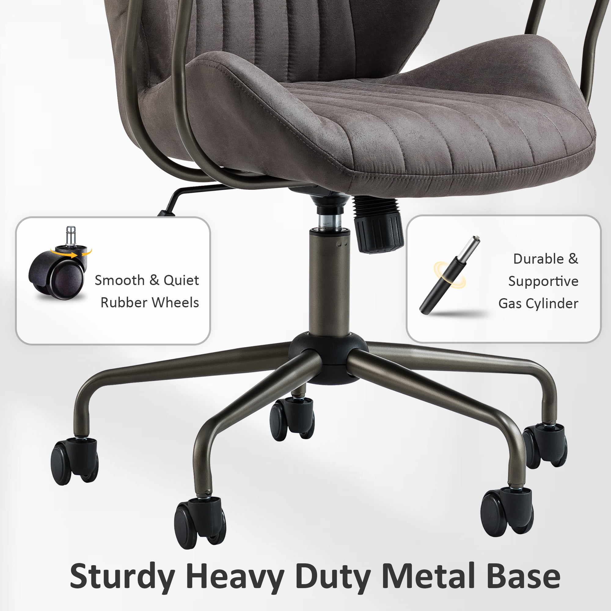 Ovios Office Chair Ergonomic Height Adjustable Home Computer Chair Rolling Swivel Task Chairs with Suede Leather