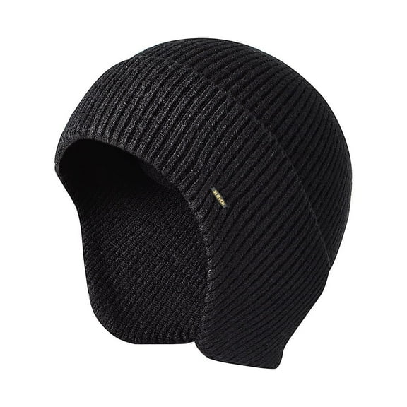 GRNSHTS Men Knit Cap Aviator Bomber Winter Warm Beanie Plain Hat Ear Flap Ski Skull Cap (Black)