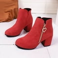 thumbnail image 4 of Womens Suede Ankle Boots Trendy Zipper Block Heel Fall Booties Casual Business Dressy Work Boots, 4 of 6