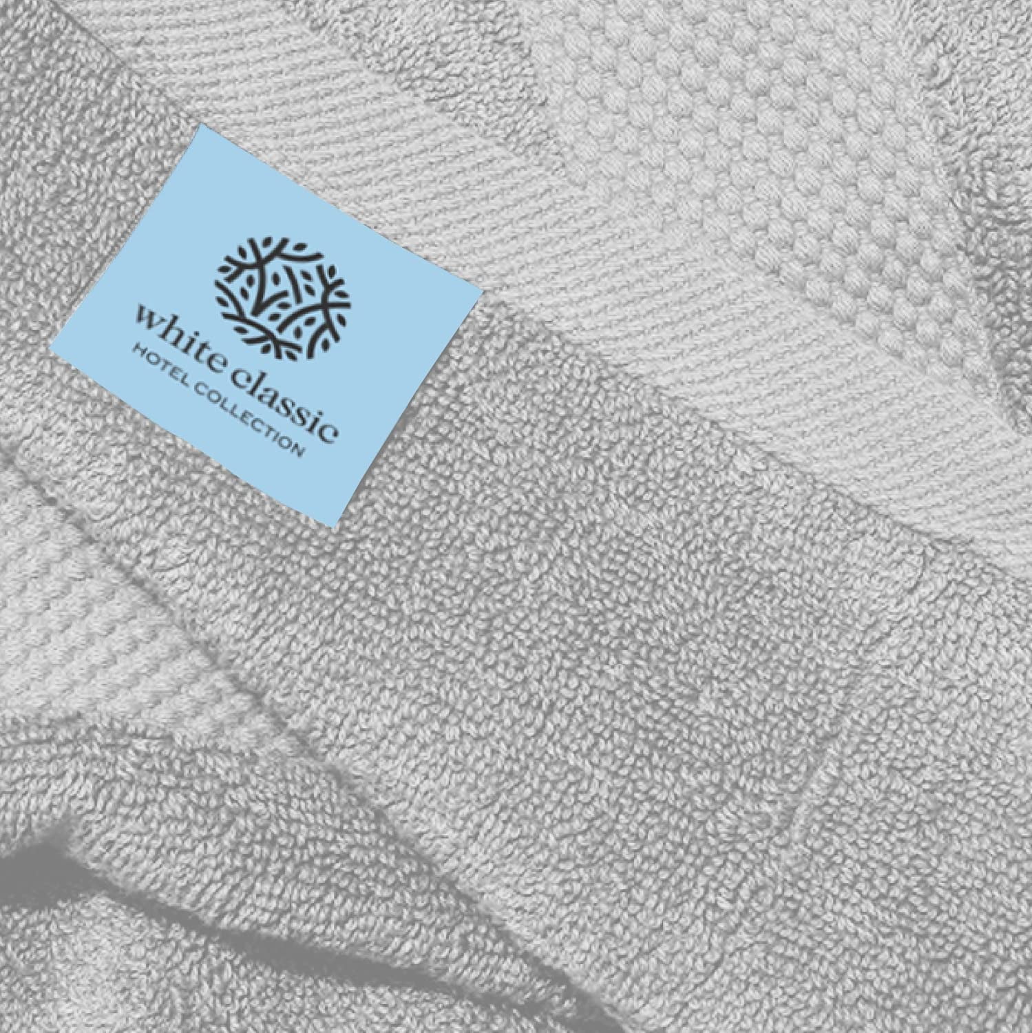 White Classic Hotel Collection Luxury Soft Cotton Hand Towels, Silver, 16 x 30, 6 Pack