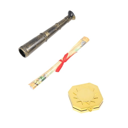 

3pcs Halloween Pirate Party Toy Model Children Toys Pirate Telescopes Halloween Props (Telescope Bronze Electroplating Compass a