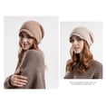 thumbnail image 4 of Harhinhe, 2 uds., sombrero corto para mujer, gorro con ala de calavera, gorro largo holgado y flexible, gorro de punto, gorro frío, gorro de pila, 4 of 5