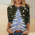 thumbnail image 2 of YABCSAZ Ugly Christmas Sweater for Women Christmas Sweatshirt 3/4 Sleeve Crewneck Oversize T Shirts Xmas Graphic Print Tops Casual Loose Warm pullover Sweatshirts Fall Trendy Outfits, 2 of 5