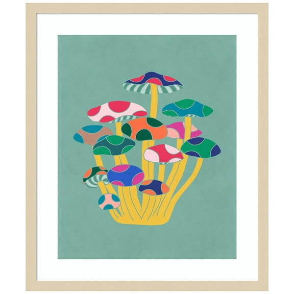 Amanti Art Rainbow Mushrooms Wood Framed Wall Art Print