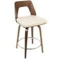 thumbnail image 3 of Trilogy Mid-Century Modern Counter Stool in Walnut and Cream Faux Leather by LumiSource - Set of 2, 3 of 7