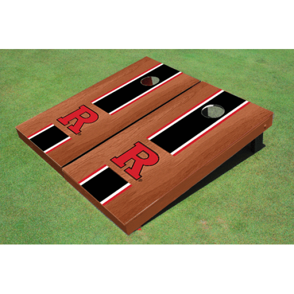 Rutgers University Black Rosewood Matching Long Stripe Cornhole Boards