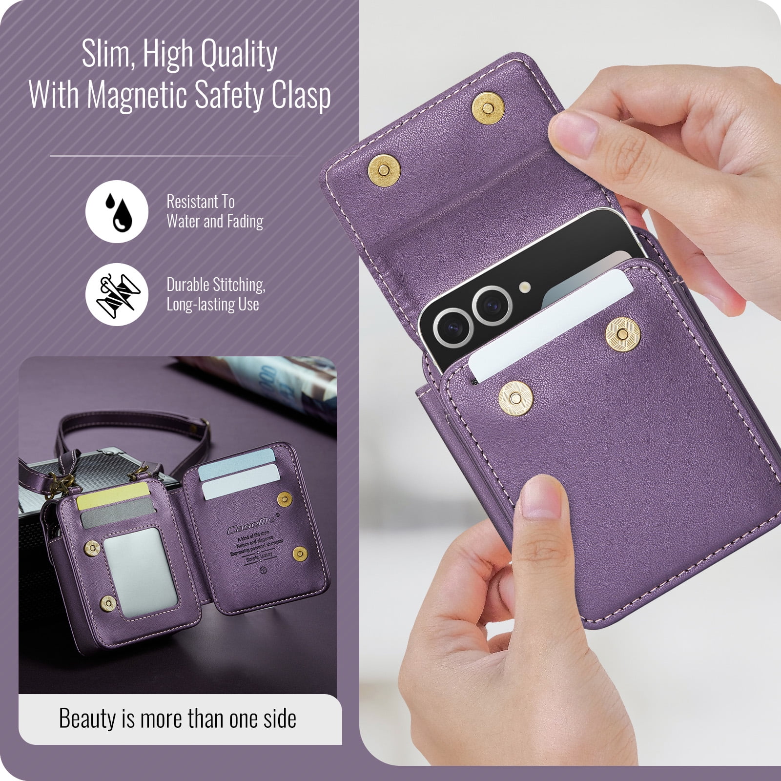 Small Cell Phone Bag for Samsung Z Flip 6/5/4/3, Wallet Crossbody with RFID Blocking Card Holder Mini Bag for Motorola Razr 2024 Case