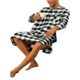 thumbnail image 4 of INSPIRE CHIC Plaid Nightshirt for Men's Loose Fit Henley Necklike Checked Sleep Gown Pajamas S Black White, 4 of 5