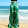 thumbnail image 5 of Stamzod Women's Palazzo Pants Floral High Waisted Boho Pants Flowy Wide-Leg Trousers with Pockets Fashion Clothing Green XXXL, 5 of 5