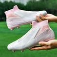 thumbnail image 3 of CERYTHRINA Men’s Athletic Soccer Cleats Laceless Boys Outdoor Football Competition Shoes Soft Touch Pink 45, 3 of 8