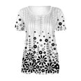thumbnail image 3 of Xihbxyly Plus Size Button Up Shirts for Women,Women's Summer Plus Size Casual Gradient Color Top Loose V-Neck T-Shirt Tunic Top Cotton Linen Printed Shirt Casual Short Sleeve Swim Coverup Shirt, 3 of 5