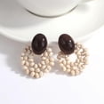 thumbnail image 4 of Pendientes colgantes AENSOA Boho de trenza de ratán de Madera geométricos para mujer, 4 of 5